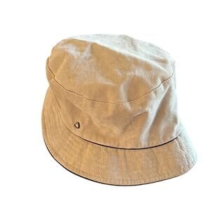 Liz Claiborne Beige Suede Hat with Satin Paisley Print Lining Vintage